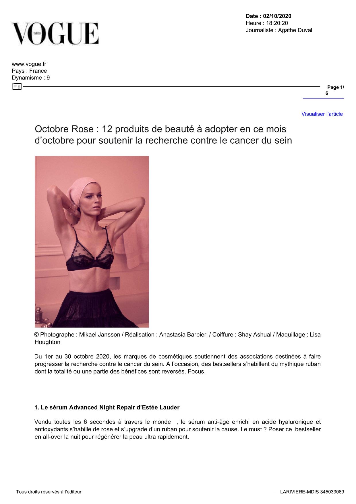 Vogue Paris - Octobre 2020 - Revitalash® Cosmetics